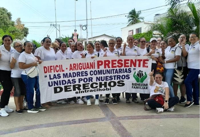 Madres comunitarias de El Difícil protestaron por derechos laborales